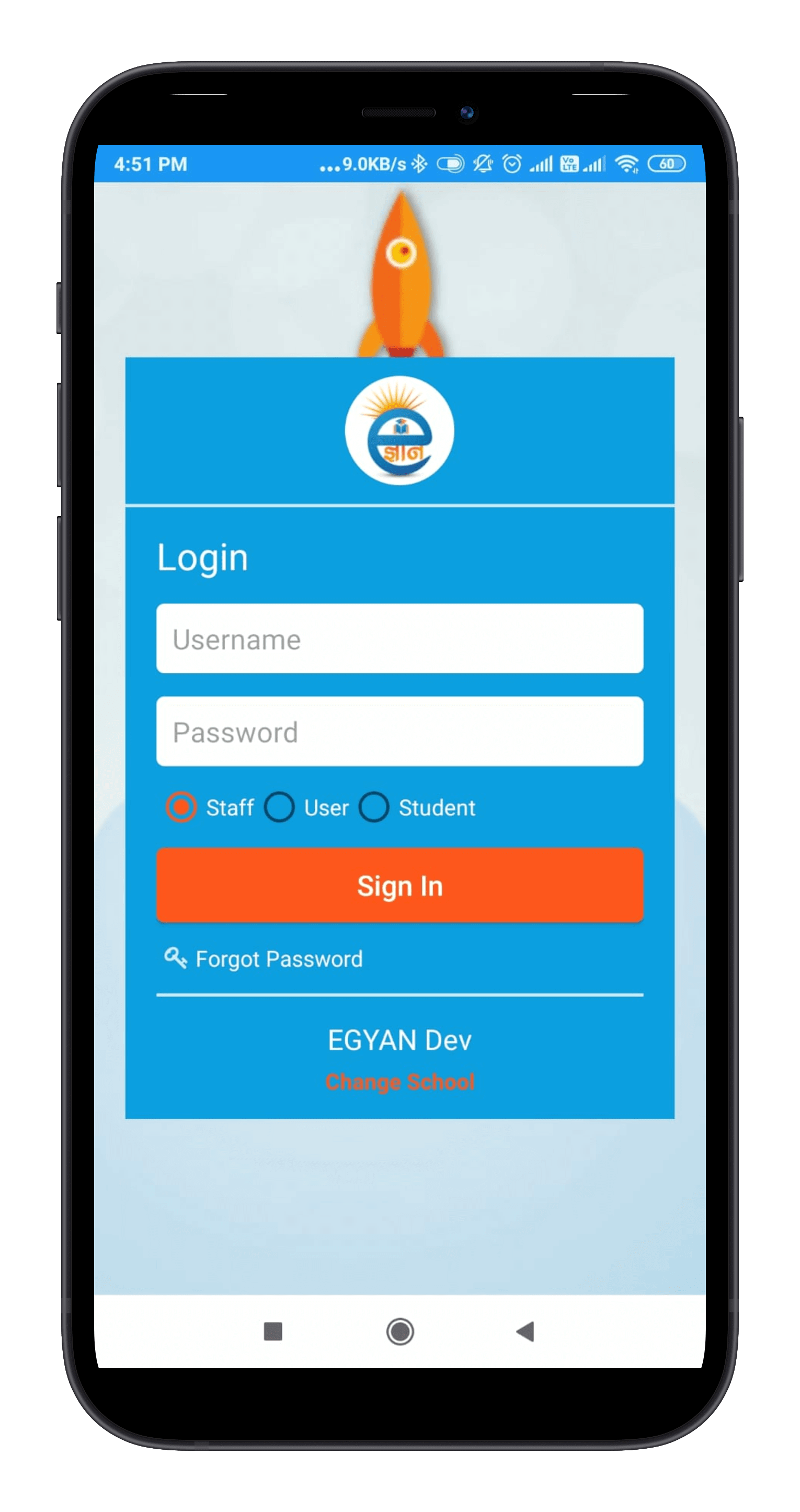 E-Gyan Mobile Application Login