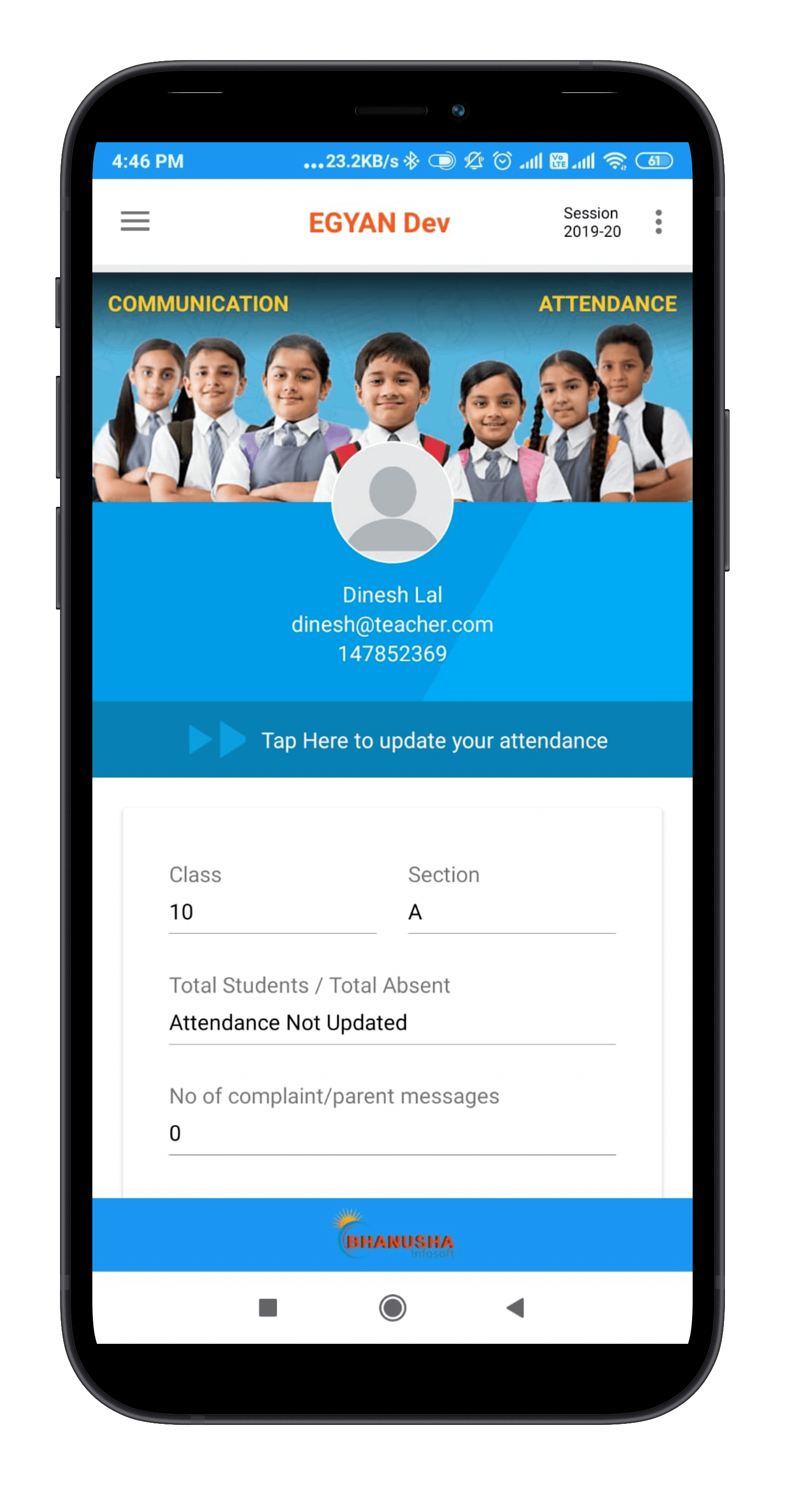 E-Gyan Mobile Application Dashboard